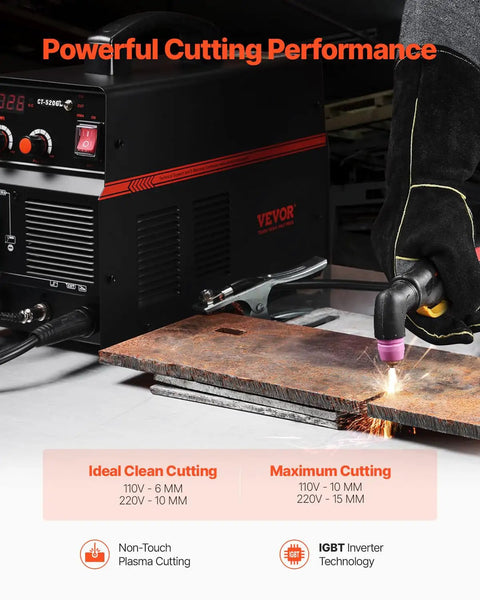 3 In One Plasma Cutter Welder Combo Machine With 50 Amp Plasma, 200 Amp TIG And MMA Stick Weld in action cutting metal