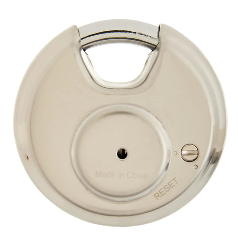 Front view of Heavy Duty 80mm Resettable Four Dial Padlock With Chrome Plated Hardened Steel Shackle For Lockers Tool Boxes