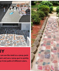 DIY Concrete Path Maker Molds 17 By 17 Inch 1.6 Inch Thick Irregular Stepping Stone Pavers creating colorful walkway