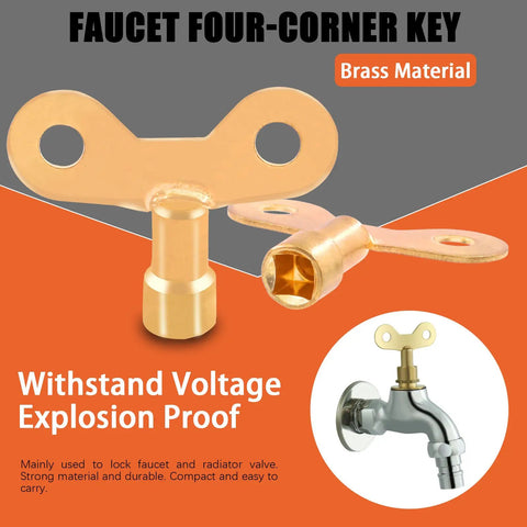 Faucet four-corner key from 13 Piece All-In-One Heavy-Duty Utility Kit With 4 Way Spanner, Square Keys, Water Tap and Faucet Keys