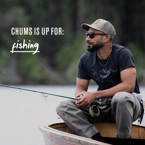Man fishing on a boat wearing sunglasses with Lightweight Stainless Steel Cable Eyewear Retainer Keeps Your Shades Close All Day Easy Fit For Most Frames With Universal Attachments For Men And Women Black.