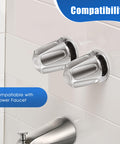 Two Piece Shower Knob Replacement Kit For Pfister Verve Tub And Shower Hot And Cold Handles Five And A Half Inch High Cartridge 12 Tooth Broach Stem Brushed Nickel Finish Easy Install Faucet Handle Trim showing compatibility with shower faucet