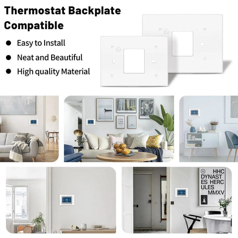 Thermostat Backplate And White Wall Mount Cover Plate For THP2400A1027W Compatible With Honeywell in various room settings