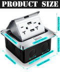 Two Pack Pop Up Floor Electrical Outlet Cover Kit With USB Charger 4.8A and 20 Amp Capacity Weatherproof Tamper Resistant Receptacle