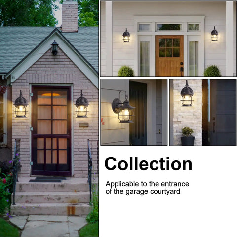 2 Pack Outdoor Wall Sconce Lanterns With E26 Base Socket Waterproof Black Exterior Lights on house entryways