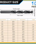 Kick Your DIY Game With These Awesome 10 Pack High Speed Steel Drill Bit Set Covering 3mm To 12mm Sizes Perfect For Metal Wood And Plastic Stuff Featuring Sharp Split Point Design And Black Oxide Finish Built Tough For Serious Grinding Jobs. 10 pack HSS drill bit size chart