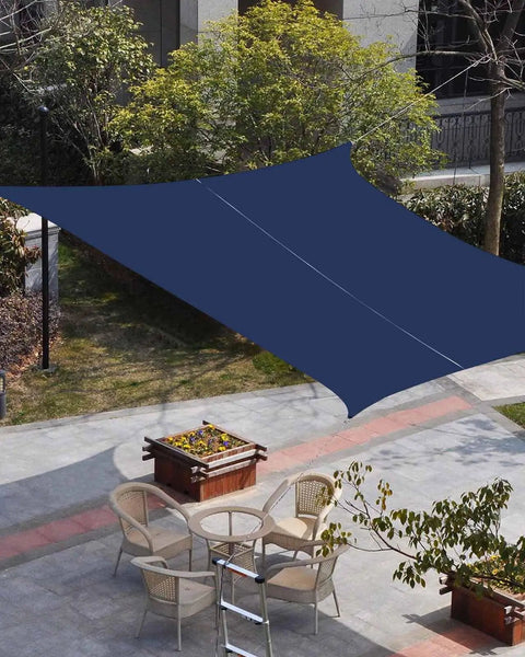 Sun Shade Sail 14x18 Navy Blue Heavy Duty Outdoor Shade Cloth For Patio Deck Terrace Garden Backyard Beach, installed