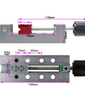 Solid Industrial Vise Bench Tool With 100mm Aluminum Flat Nose Jaws Perfect For DIY Engraving And Machining Projects with detailed size measurements.