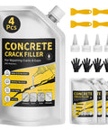 Self Leveling Concrete Crack Filler Kit 4 Pack All In One With Waterproof And High Elasticity For Driveways Patios Garages Sidewalks Pool Decks 20 Oz Each Pack Includes Nozzles Scrapers And Gloves