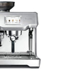 Heavy Duty Fully Automatic Espresso Machine With Slick Touchscreen Interface And Pro Grade Dual Boiler Rig For Killer Specialty Coffee At Home Featuring Precise Thermal Regulation And Smooth Simultaneous Brewing, silver stainless steel design.