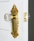 Victorian Plate And Interior Crystal Door Knob For Large Doors With Decorative Fluted Crystal Knob And Matching Plate