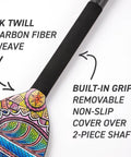 Pink Crush Design Adjustable Carbon Fiber Dragon Boat Paddle with Leverlock System, featuring colorful blade and non-slip grip.