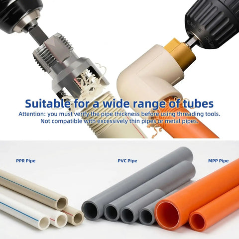 Dual Function Pipe Threading And Reaming Tool Kit For Half Inch And Three Quarter Inch PVC And PPR Pipes Quick Thread Alignment Damaged Thread Repair And Smooth Cutting For DIY Projects And Pro Plumbing Jobs on PVC and PPR pipes