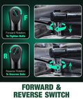 Forward and reverse switch demonstration on Cordless Electric Ratchet Wrench Kit Delivers Forty Foot Pounds Of Torque At Four Hundred RPM, 20 Volt With Three Eighths Inch Drive, Sixty Minute Charger, Seven Sockets, One Quarter Inch Adapter, Forward And Reverse Variable Speed Trigger.