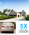 All Weather Outdoor PTZ Surveillance Camera 5MP With 5x Optical Zoom showing car and house with zoom feature