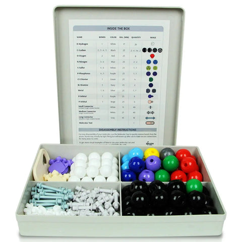 Organic Chemistry Model Kit For Students And Teachers With Atom Configurations And Bonds, 72 Color Coded Plastic Atoms in box