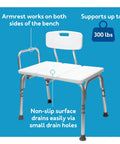 Adjustable Height Shower Bench And Transfer Chair For Elderly And Disabled With No Tools Needed And Easy To Level Tub Seat That Converts