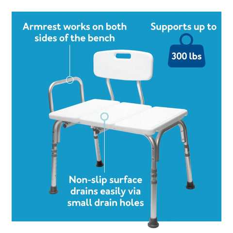 Adjustable Height Shower Bench And Transfer Chair For Elderly And Disabled With No Tools Needed And Easy To Level Tub Seat That Converts