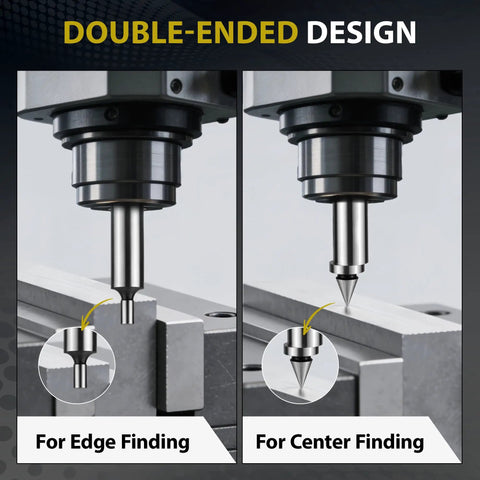 Double End Edge Finder and Center Finding Tool for Machinists Ultra Precision Edge Detection to Within 0.0001 Inches, double-ended use