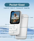 64GB MP3 Player With Bluetooth 5.3, 30 Hours Playtime, 2 Inch HD Screen, displaying control buttons and ports