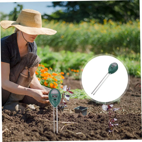 Gardener using 3-In-1 Soil Tester For Garden Lawn And Farm Dual Probe Moisture Meter PH Light Meter Easy To Use Gardening Tool