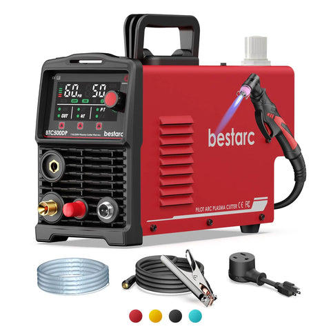 Red Pilot Arc Plasma Cutter With LED Display And Air Sensor 50A Dual Voltage 110 220V for cutting metal materials