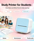 Portable Bluetooth Mini Label Maker Featuring No Sweat Inkless Thermal Printing For Crisp Photos And Totally Effortless Home Organization Sticker Sheets with kids studying.