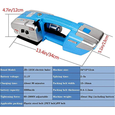 Portable Electric Strapping Machine with robust features for heavy duty baling, designed for durability and ease of use.