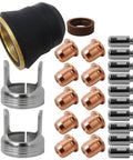 24 Piece IPT40 Plasma Cutter Consumables Kit For Cut 55DS Pro And 65DS with brass nozzles, stainless electrodes, retaining caps