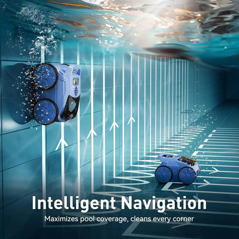 Hands Free Cordless Robotic Pool Cleaner With 180 Minutes Runtime Self Parking Wall Climbing Ideal for Above Ground Pools