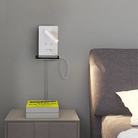 Plug In Wall Light For Bedroom With Two Separate Switches, LED Reading Light And Chill Night Light, USB Port Bedside Sconce