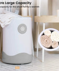 Luxurious Towel Warmer For Home Spa Vibes With Fast One Minute Heat Four Timer Settings One Hour Auto Off Fits Up To Two Oversize Towels Blankets And PJs Ideal Gift For Her Light Gray shown with 20L capacity and towels inside