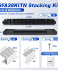 Patented 28 Inch Washer Dryer Stacking Kit For Front Load Laundry GE Compatible, parts list and dimensions included