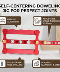 Adjustable Self Centering Doweling Jig Kit For Dead On Furniture Assembly And Heavy Duty DIY Woodworking Projects With Pro Shop Grade Clamp Drill Guide