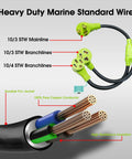 Rad 30 Amp 240 Volt Dryer Y Splitter Adapter Converts Nema 10 30 Male Plug To Dual Receptacles For Tesla Ev Charging And Vintage Home Dryers With Badass Stw Cord Setup with heavy duty marine standard wire.