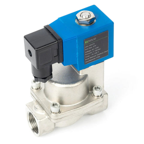 Heavy Duty Three Quarter Inch High Pressure Solenoid Valve 100 Bar Stainless Steel 110V AC Withstanding Extreme Temperatures