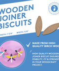 Birch Wood Joiner Biscuits Size 0 Pack Of 100 for strong, precise joints and flush gap-free pro-grade woodworking.