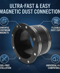 Upgraded 4 Inch Magnetic Dust Collection Connector With Rubber Cuff Adapter For Woodworking Shop Vacuum Hoses, featuring powerful neodymium magnets.