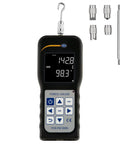 Beefy 500N Force Gauge With Mega Adapters For Peak Readings USB Evaluation Software Easy Mount On Stands 0 To 500 Newton Range 0.1 Newton Resolution Perfect For Lab And Industrial Testing, handheld digital unit with hook and adapters