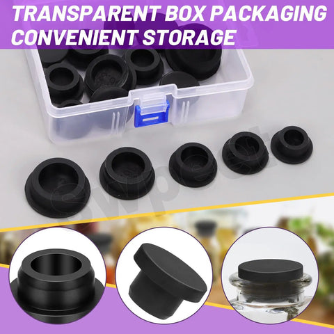 Silicone Hole Plug Kit With 5 Sizes Range 26mm 29mm 31.3mm 36.3mm 41.3mm T Shaped Rubber Stopper Waterproof Snap On Bottle Seal Panel Seal Cover