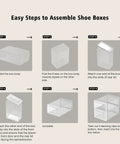 Assembly steps for 12 Pack Clear Shoe Storage Boxes For Closet Organization, Stackable And Foldable Sneaker Racks.