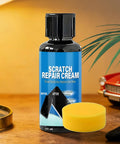 Phone Screen Scratch Remover Kit 30/100g Gentle Polish Cream bottle with yellow sponge on table for quick scratch fix.