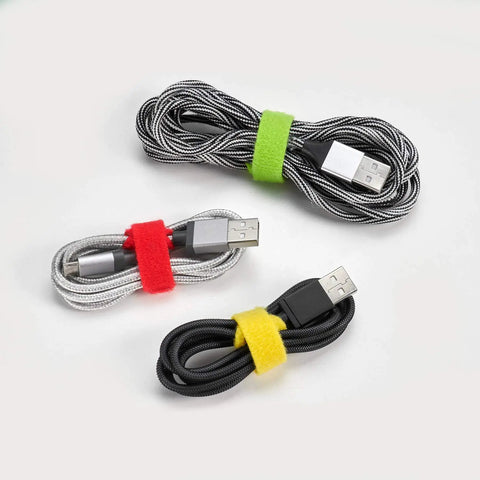 Self Gripping Cable Ties 5 Inch Straps Multi Color 50 Pack Reusable Hook And Loop Cord Organizer For Desk Office And Home Cable Management And Organization