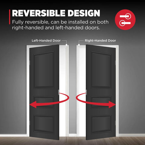 Image showing reversible design of Halifax Interior Square Passage Door Handle Lever for closet and hallway doors, nonlocking.