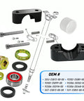 Beefed Up Steering Stem Bushing Collar Bearing Seal And Holder Nut Tool Kit For Yamaha ATV Models Including Blaster 200 1998 2006 Grizzly 660 And 700 Raptor 660R 700 Big Bear 250 340 Banshee Wolverine Terrapro YFM, showing product components.