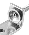 Stainless steel C-clamp with threaded rod and swiveling jaw, side view