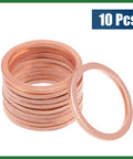 Tough As Nails Copper Flat Washers Metric M18 X 22Mm X 1.5Mm Sealing Rings Heavy Duty Bolt Spacers For Plumbing Repairs Engineering Automotive Diy 10 Pack displayed in a stack.