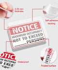 Maximum Occupancy Safety Sign Red For Restaurants And Businesses Durable Vinyl With Permanent Adhesive Waterproof UV