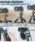 Compact Mini Desktop Tripod For DSLR, Mirrorless Camera, Phone And Action Cam With 360 Degree Ball Head, height adjustments shown