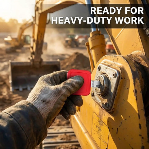 Close-up of hand using 12 Piece Heavy Equipment Key Set For Construction And Farm Machinery Master Key Kit With AT195302 And H800